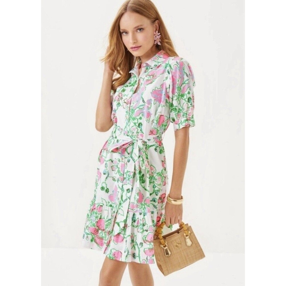 Lilly Pulitzer, Sashria Dress Oversized Orchids on the Avenue All over Print, 12